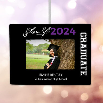 Graduate Personalized Photo Frame Ornament - COLOR - Purple created by ORNAMENT SHOP