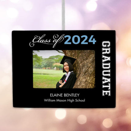 Graduate Personalized Photo Frame Ornament - COLOR - Lightblue created by ORNAMENT SHOP