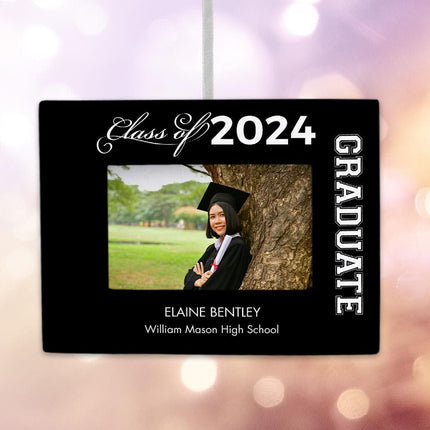 Graduate Personalized Photo Frame Ornament - COLOR - White created by ORNAMENT SHOP