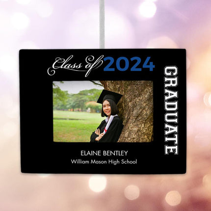 Graduate Personalized Photo Frame Ornament - COLOR - Blue created by ORNAMENT SHOP