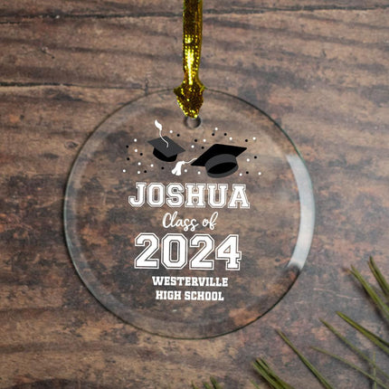 Graduation Personalized Glass Ornament - CAPS - Two Caps created by ORNAMENT SHOP