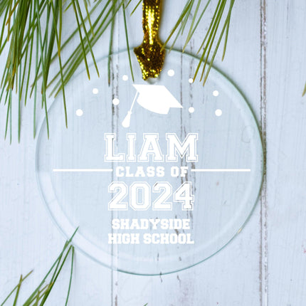 Graduation Personalized Glass Ornament - CAPS - One Cap created by ORNAMENT SHOP