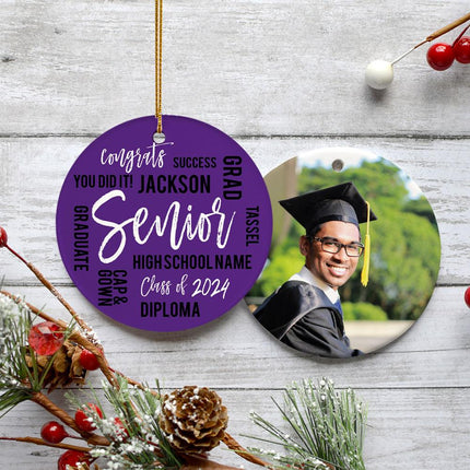 Graduation Word Cloud Photo Ornament (Copy) - Color - Purple created by TEST and designed by Ornament Shop