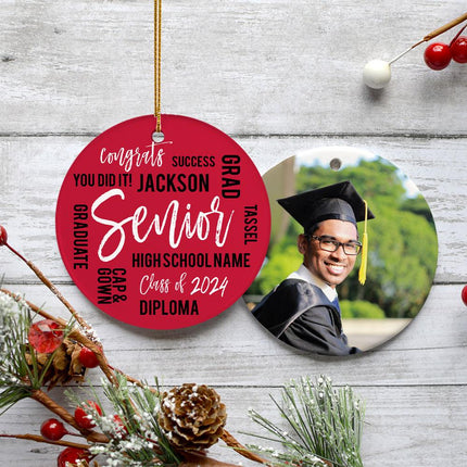 Graduation Word Cloud Photo Ornament (Copy) - Color - Red created by TEST and designed by Ornament Shop