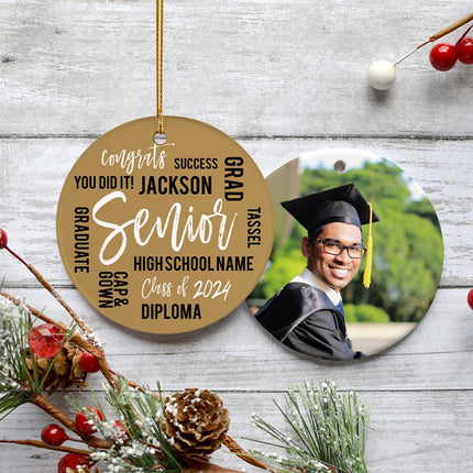 Graduation Word Cloud Photo Ornament (Copy) - Color - Maroon created by TEST and designed by Ornament Shop