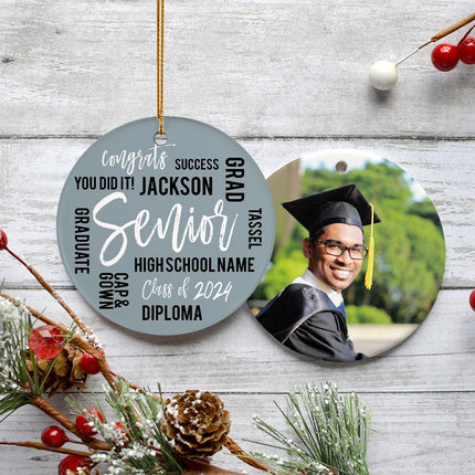 Graduation Word Cloud Photo Ornament (Copy) - Color - Gold created by TEST and designed by Ornament Shop