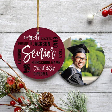Graduation Word Cloud Photo Ornament (Copy) - Color - Light Blue created by TEST and designed by Ornament Shop