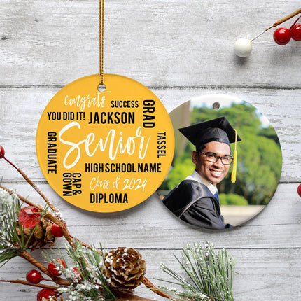 Graduation Word Cloud Photo Ornament (Copy) - Color - Yellow created by TEST and designed by Ornament Shop