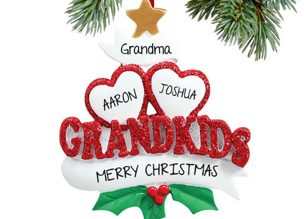 Grandkids Hearts Personalized Ornament 2, 4, 5, 6 or 7 Kids