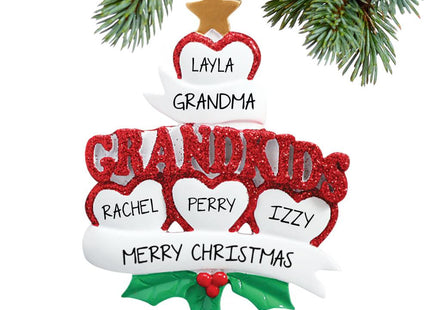Grandkids Hearts Personalized Ornament 2, 4, 5, 6 or 7 Kids
