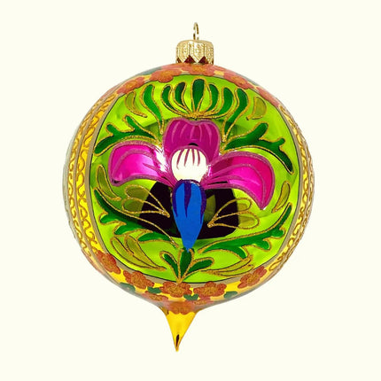 Green Gardens Hand-Painted Glass Ornament