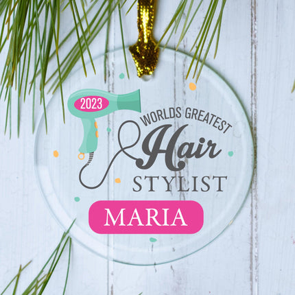 Hairstylist Personalized Glass Ornament created by ORNAMENT SHOP
