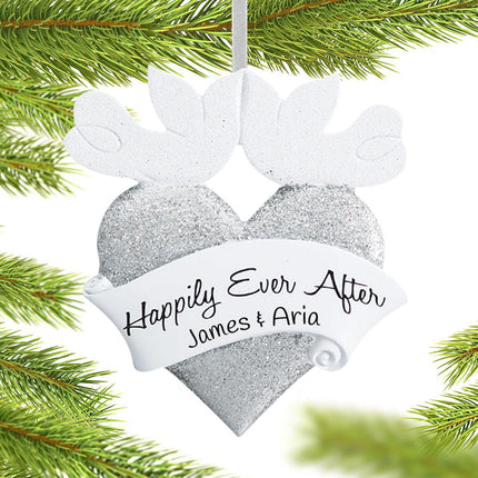 Happily Ever After Wedding Heart Ornament created by RUDOLPH AND ME and designed by Ornament Shop
