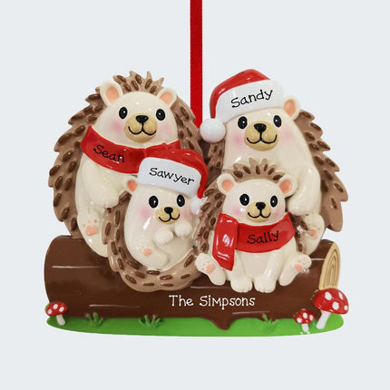 Hedgehog Family Personalized Ornament - 2, 3, 4, 5, 6 Family Members - FAMILY - 4 Family Members created by ORNAMENT SHOP