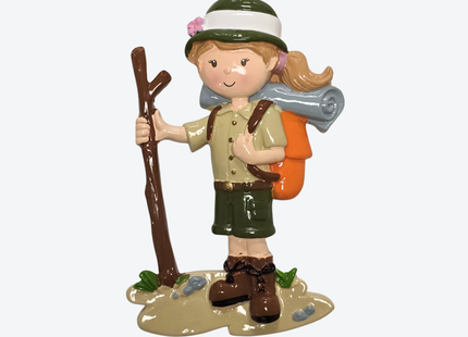 Girl Hiking with Walking Stick Personalized Ornament