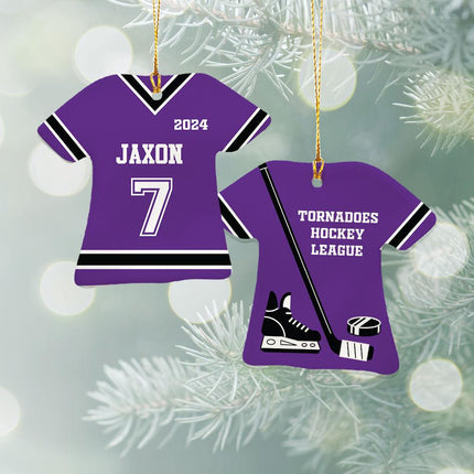 Hockey Jersey Ceramic Ornament - COLOR - Purple created by ORNAMENT SHOP