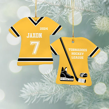 Hockey Jersey Ceramic Ornament - COLOR - Yellow created by ORNAMENT SHOP