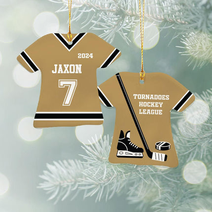 Hockey Jersey Ceramic Ornament - COLOR - Gold created by ORNAMENT SHOP