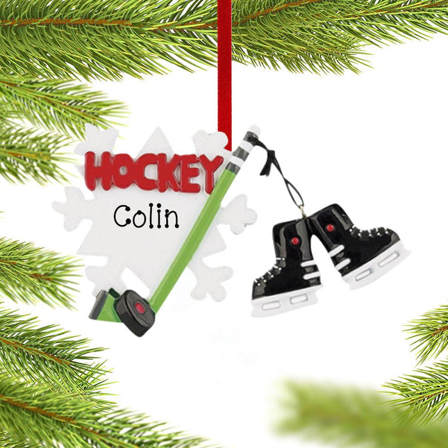 Hockey Snowflake with Skates Ornament created by RUDOLPH AND ME and designed by Ornament Shop