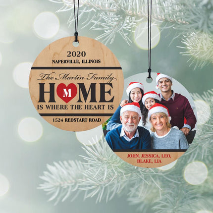 Home Is Where The Heart Is Family Photo Personalized Wood Ornament created by ORNAMENT SHOP