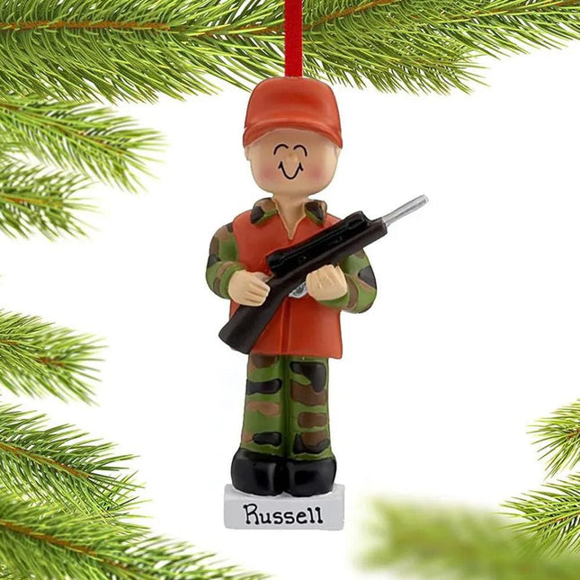 Hunter in Orange Hat and Vest with Rifle Ornament created by ORNAMENT SHOP