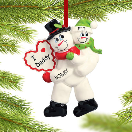 I Love Daddy 1 or 2 Children Personalized Ornament - FAMILY - 1 Child created by RUDOLPH AND ME and designed by Ornament Shop