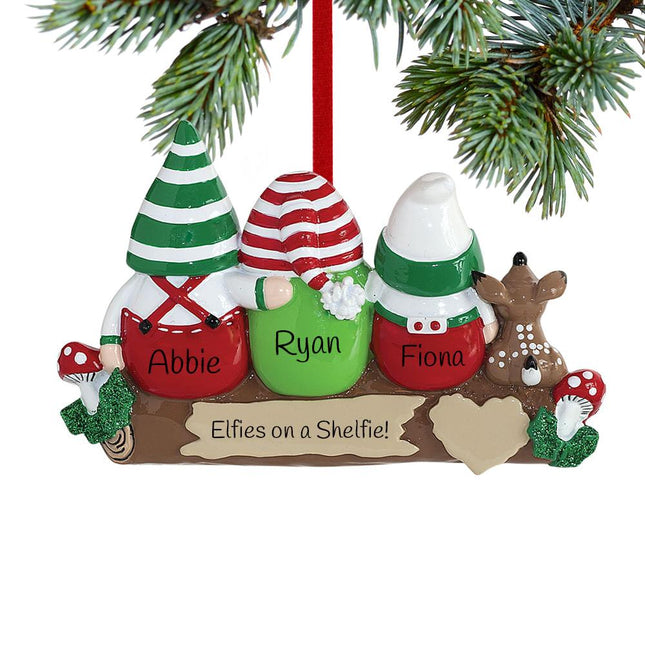 Idle Elves Family Personalized Ornament - 2, 3, 4, 5, 6 Family Members - FAMILY - 3 Family Members created by RUDOLPH AND ME and designed by Ornament Shop