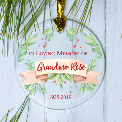 In Loving Memory Memorial Personalized Glass Ornament - DESIGN - Flowers created by ORNAMENT SHOP