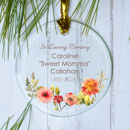 In Loving Memory Memorial Personalized Glass Ornament - DESIGN - Ribbon created by ORNAMENT SHOP
