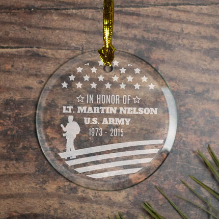 In Memory Of Veteran Memorial Personalized Glass Ornament created by ORNAMENT SHOP