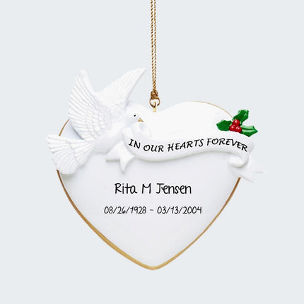 In Our Hearts Forever Dove Ornament created by RUDOLPH AND ME and designed by Ornament Shop
