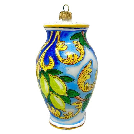 Italian Majolica Vase Hand-Painted Glass Ornament