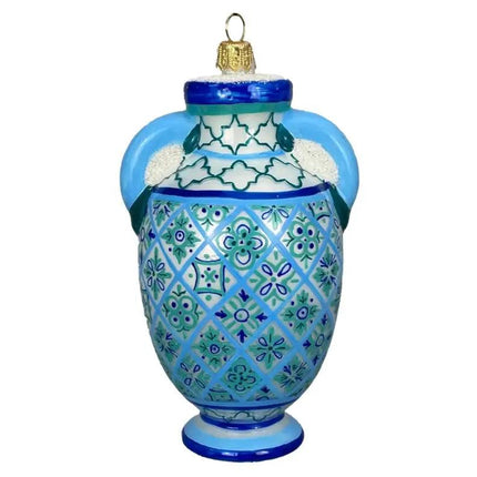 Italian Majolica Vase Hand-Painted Glass Ornament