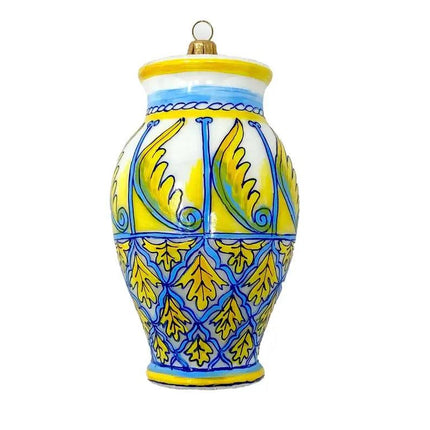 Italian Majolica Vase Hand-Painted Glass Ornament