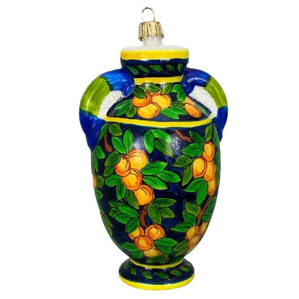 Italian Majolica Vase Hand-Painted Glass Ornament