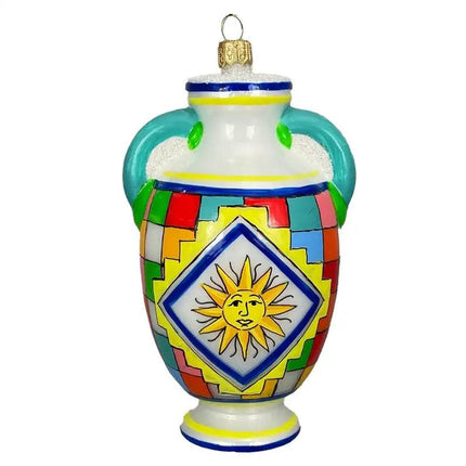 Italian Majolica Vase Hand-Painted Glass Ornament