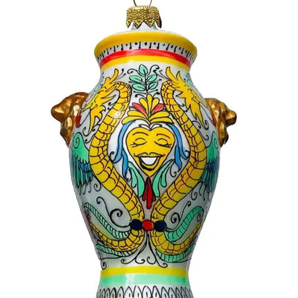 Italian Majolica Vase Hand-Painted Glass Ornament