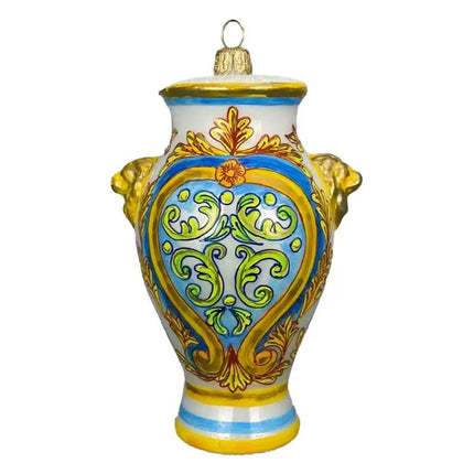 Italian Majolica Vase Hand-Painted Glass Ornament