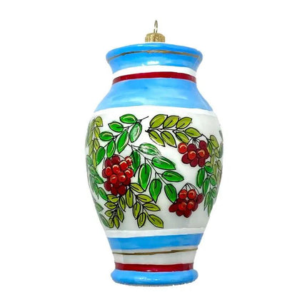 Italian Majolica Vase Hand-Painted Glass Ornament