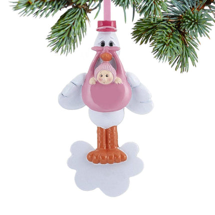 Just Arrived Stork with Baby Girl Ornament created by RUDOLPH AND ME and designed by Ornament Shop