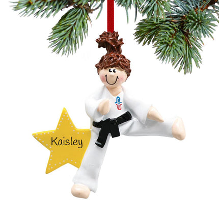 Karate Kicking Boy or Girl Personalized Ornament - GENDER - Girl created by RUDOLPH AND ME and designed by Ornament Shop