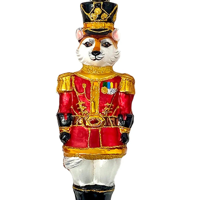 Fox Nutcracker Glass Ornament