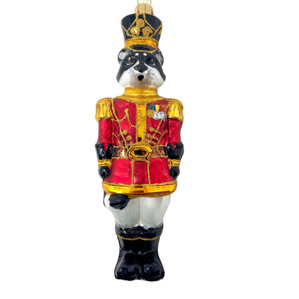 Raccoon Nutcracker Glass Ornament