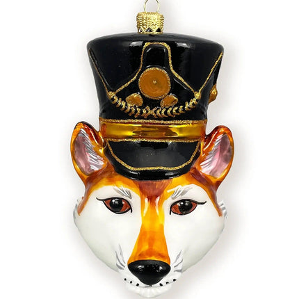 Fox Nutcracker Head Glass Ornament