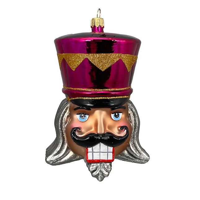 Pink Nutcracker Head Glass Ornament