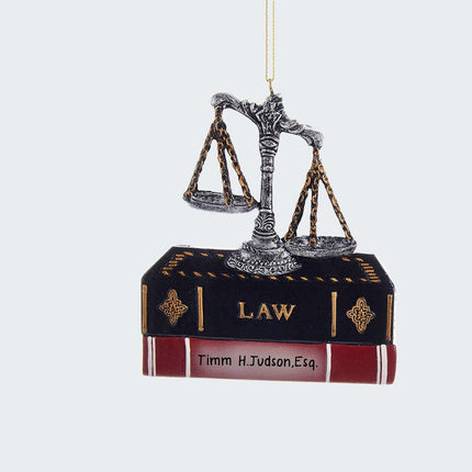 Lawyer Justice Scales and Books Ornament