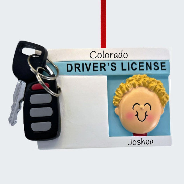 License with Key Boy Personalized Ornament