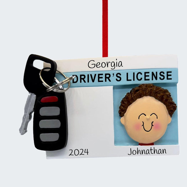 License with Key Boy Personalized Ornament