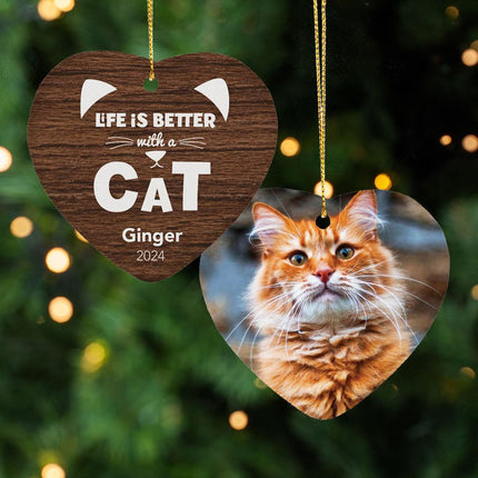 Life is Better With a Cat Ceramic Heart Ornament created by ORNAMENT SHOP