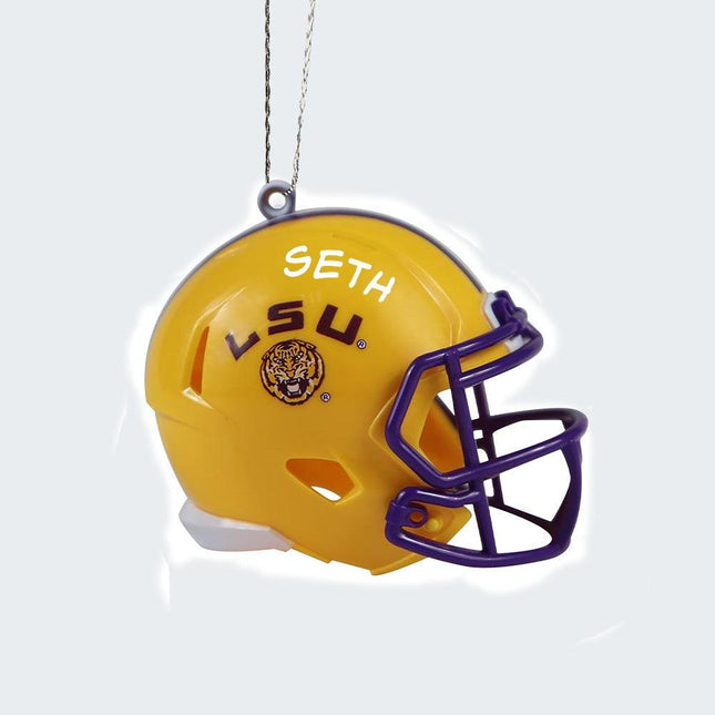 University Football Helmet Personalized Glass Ornament